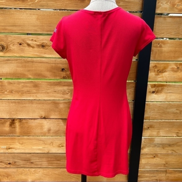 Nautica Vintage Y2K Red Jersey Knit Short Sleeve Mini Shirt Dress - Picture 7 of 11
